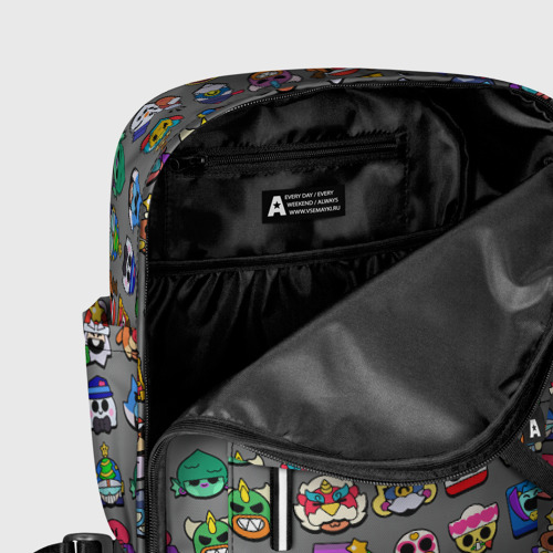 Женский рюкзак 3D с принтом Значки на скины Бравл Старс / Brawl / Серый градиент / Пины, фото #5
