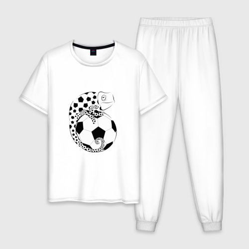 Мужская пижама хлопок с принтом Футбол - Хамелеон, вид спереди #2