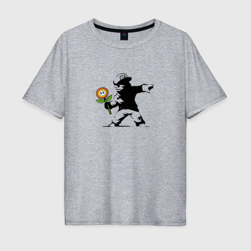 Мужская футболка хлопок Oversize с принтом Banksy Mario, вид спереди #2