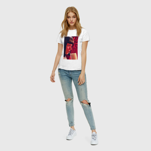 Женская футболка хлопок с принтом Uma, вид сбоку #3