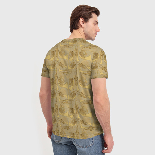 Мужская футболка 3D с принтом Медные Духовые Инструменты, вид сзади #2