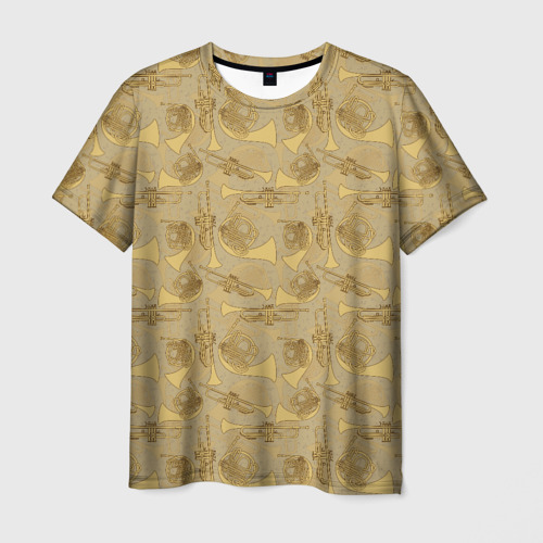 Мужская футболка 3D с принтом Медные Духовые Инструменты, вид спереди #2