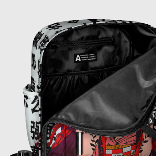 Женский рюкзак 3D с принтом НЕЗУКО ТЯН / Ahegao | Клинок рассекающий демонов / иероглифы, фото #5