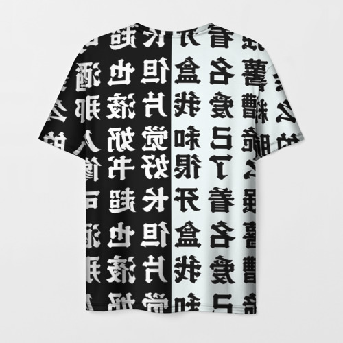 Мужская футболка 3D с принтом Незуко тян Ahegao Клинок рассекающий демонов иероглифы, вид сзади #1