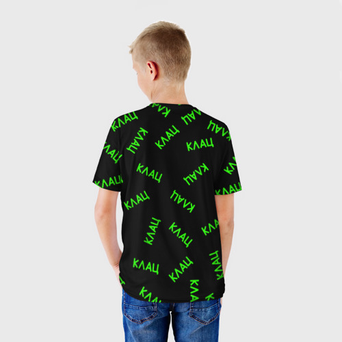 Детская футболка 3D с принтом Кот программист в матрице, вид сзади #2