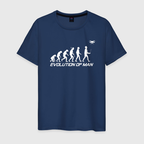Мужская футболка хлопок с принтом Эволюция дроновода, вид спереди #2