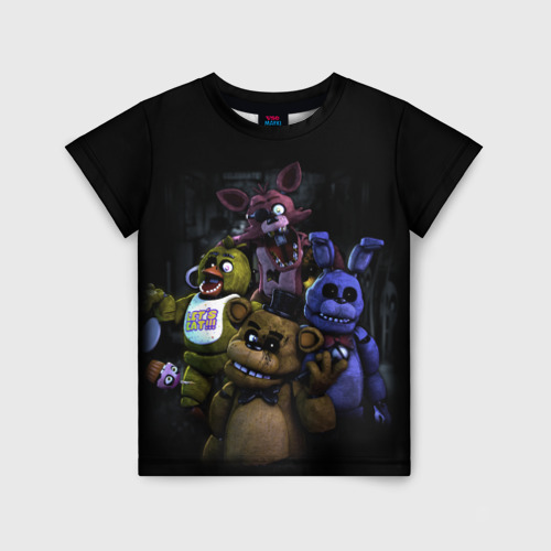 Детская футболка 3D с принтом Five Nights at Freddy's - FNAF персонажи игры, вид спереди #2