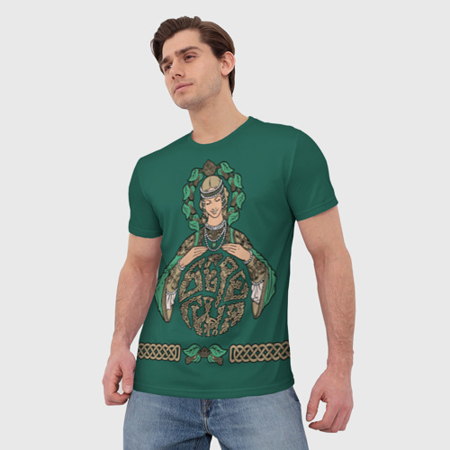 Мужская футболка 3D с принтом Древнеславянская богиня - Берегиня, фото на моделе #1