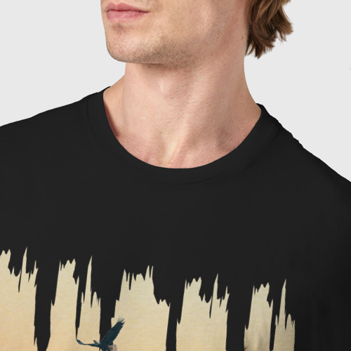 Мужская футболка хлопок с принтом Горные Походы и Птицы, фото #4