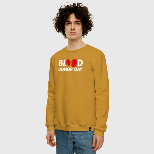 Мужской свитшот хлопок с принтом Blood Donor Day, фото на моделе #1
