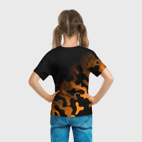 Детская футболка 3D с принтом ЛИСИЧКА - РАДУЕТСЯ - Камуфляж, вид сзади #2