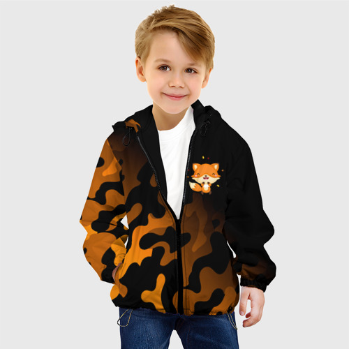 Детская 3D куртка с принтом ЛИСИЧКА - РАДУЕТСЯ - Камуфляж, фото на моделе #1