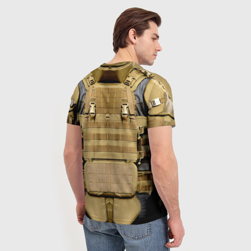 Мужская 3D футболка с принтом Бронежилет - армия России, вид сзади #2
