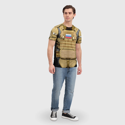 Мужская 3D футболка с принтом Бронежилет - армия России, вид сбоку #3