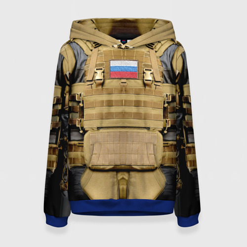 Женская толстовка 3D с принтом Бронежилет - армия России, вид спереди #2