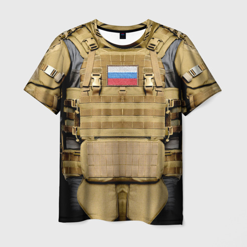 Мужская футболка 3D с принтом Бронежилет - армия России, вид спереди #2