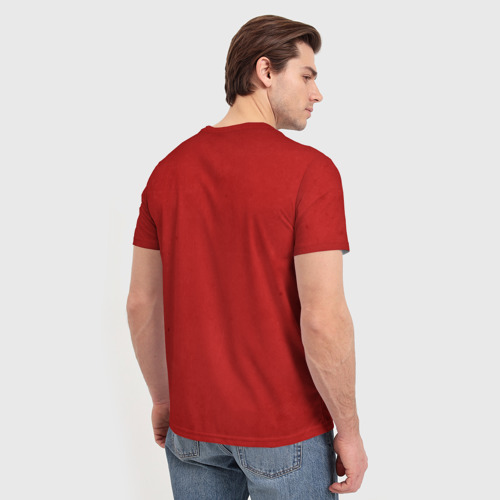 Мужская футболка 3D с принтом Советский солдат - Серп и молот, вид сзади #2