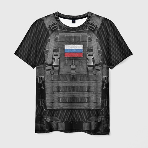 Мужская футболка 3D с принтом Бронежилет армии России, вид спереди #2