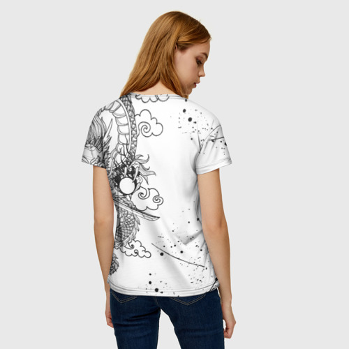 Женская футболка 3D с принтом ТОКЙИСКИЕ МСТИТЕЛИ ЧЁРНО БЕЛЫЙ / TOKYO REVENGERS, вид сзади #2