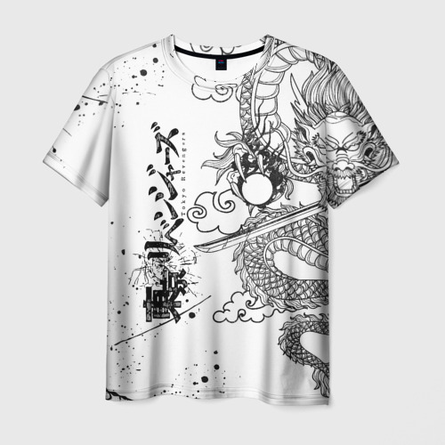 Мужская 3D футболка с принтом ТОКЙИСКИЕ МСТИТЕЛИ ЧЁРНО БЕЛЫЙ / TOKYO REVENGERS, вид спереди #2