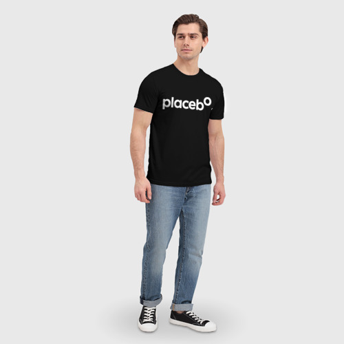 Мужская футболка 3D с принтом Плацебо Логотип, вид сбоку #3
