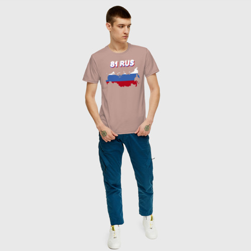 Мужская футболка с принтом Пермский край 81 регион, вид сбоку #3