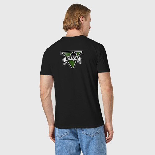 Мужская футболка хлопок с принтом GTA 5 Mafia, вид сзади #2
