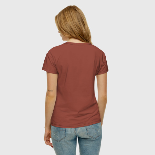 Женская футболка с принтом Фрида Кало Стилизованный портрет, вид сзади #2