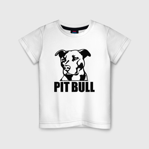 Детская футболка хлопок с принтом Pit Bull Power, вид спереди #2