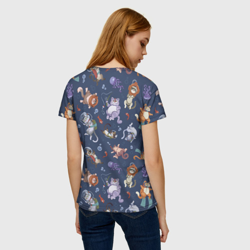 Женская футболка 3D с принтом Морские Котики: Цветное, вид сзади #2