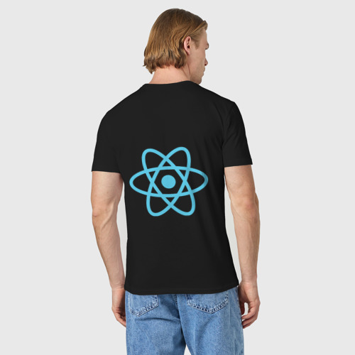 Мужская футболка хлопок с принтом React Javascript библиотека, вид сзади #2