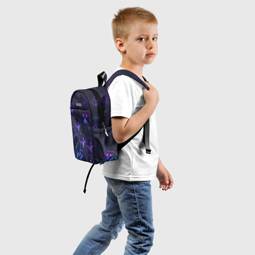 Детский рюкзак 3D с принтом Minecraft | CREEPER | NEON, вид сзади #1