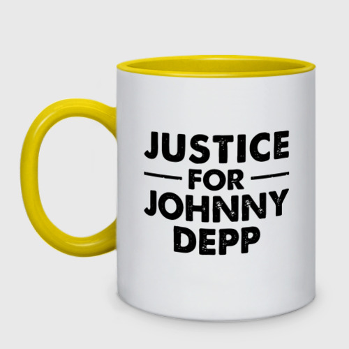 Кружка двухцветная с принтом Справедливость для Джонни Деппа, вид спереди #2