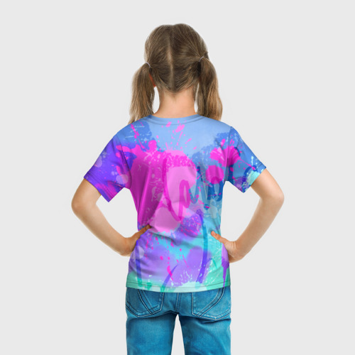 Детская 3D футболка с принтом Яркая Лалафанфан, вид сзади #2