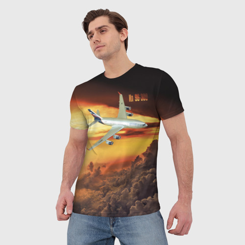 Мужская футболка 3D с принтом Гражданский самолет Ил 96-300, фото на моделе #1