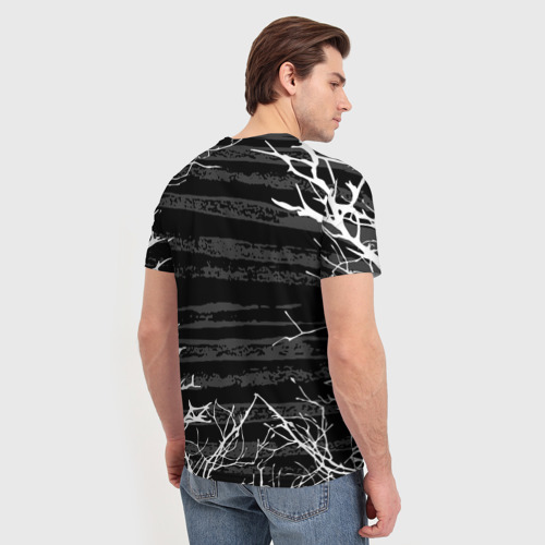 Мужская футболка 3D с принтом Pyrokinesis: текстура ветки, вид сзади #2