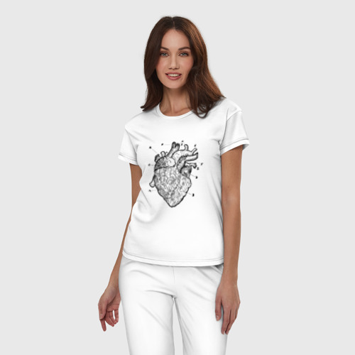Женская пижама хлопок с принтом Анатомический рисунок сердца, фото на моделе #1