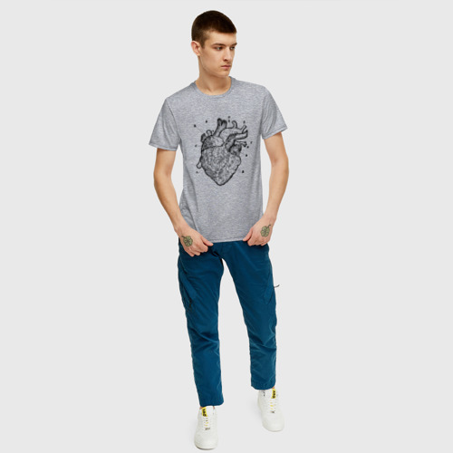 Мужская футболка с принтом Анатомический рисунок сердца, вид сбоку #3