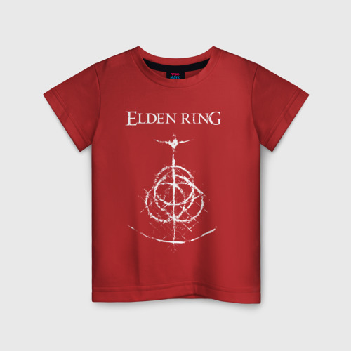 Детская футболка хлопок с принтом КОЛЬЦА ЭЛДЕНА | БЕЛЫЕ | ELDEN RING, вид спереди #2