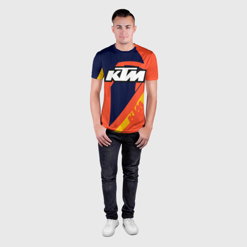 Мужская футболка 3D Slim с принтом KTM vintage sportwear, вид сбоку #3