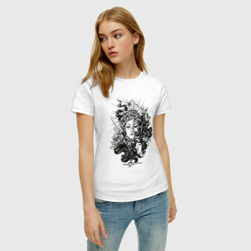 Женская футболка хлопок с принтом Lady Darkness Леди Тьма Готический рисунок, фото на моделе #1