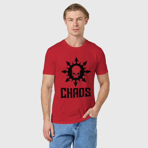 Мужская футболка хлопок с принтом Эмблема Хаоса с черепом, фото на моделе #1