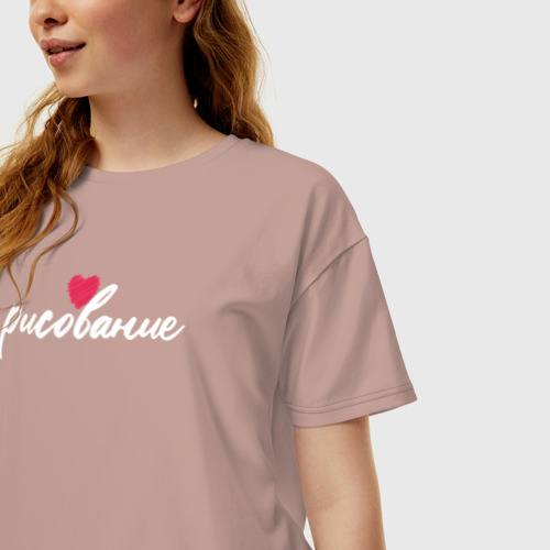 Женская футболка хлопок Oversize с принтом Рисование в сердце, фото на моделе #1