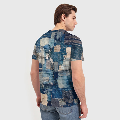 Мужская футболка 3D с принтом Patchwork Jeans Осень Зима 2023, вид сзади #2