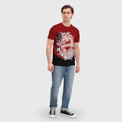 Мужская футболка 3D с принтом Китайский Дракон / Символ Добра, вид сбоку #3