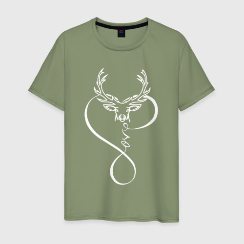 Мужская футболка хлопок с принтом Люблю олень, вид спереди #2