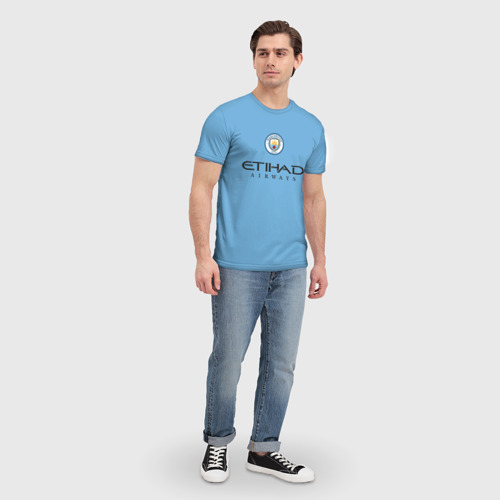 Мужская футболка 3D с принтом Manchester City ФОДЕН Домашняя форма 22/23, вид сбоку #3