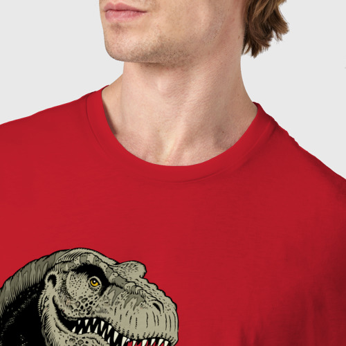 Мужская футболка хлопок с принтом Динозавр рокер, фото #4