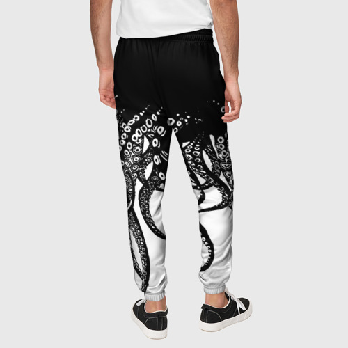 Мужские брюки 3D с принтом В щупальцах осьминога, вид сзади #2