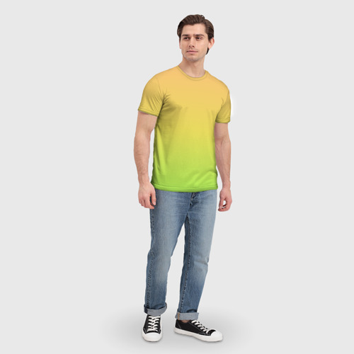 Мужская футболка 3D с принтом Gradiend yellow-green, вид сбоку #3